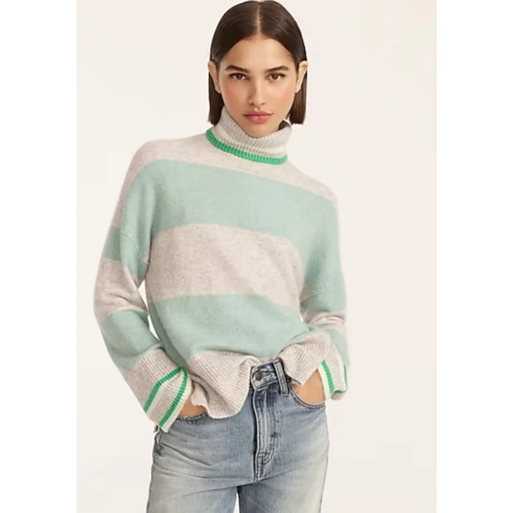 35. J.Crew Striped turtleneck sweater in Supersoft yarn